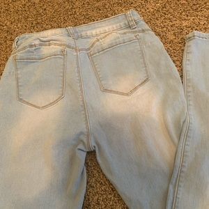 Tush Push- Casual Light Washed Blue Straight Jeans